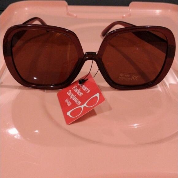 OVERSIZED SQUARE ROUND Brown Sunglasses Glamorous Summer Vacation Beach UV400 - Picture 4 of 11